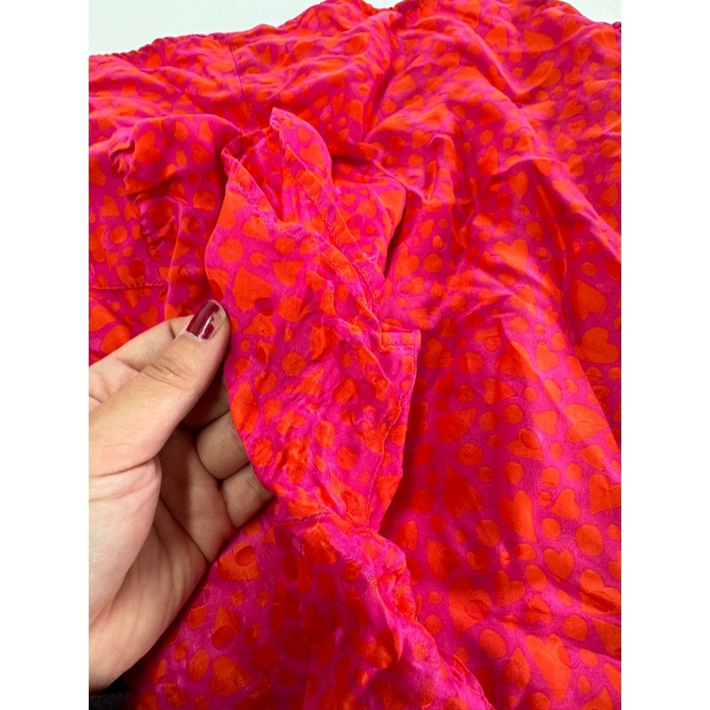 Tara‎ Jarmon Dress Womens 44 Pink Orange Rozenn Heart Print Polo Midi - Picture 15 of 15